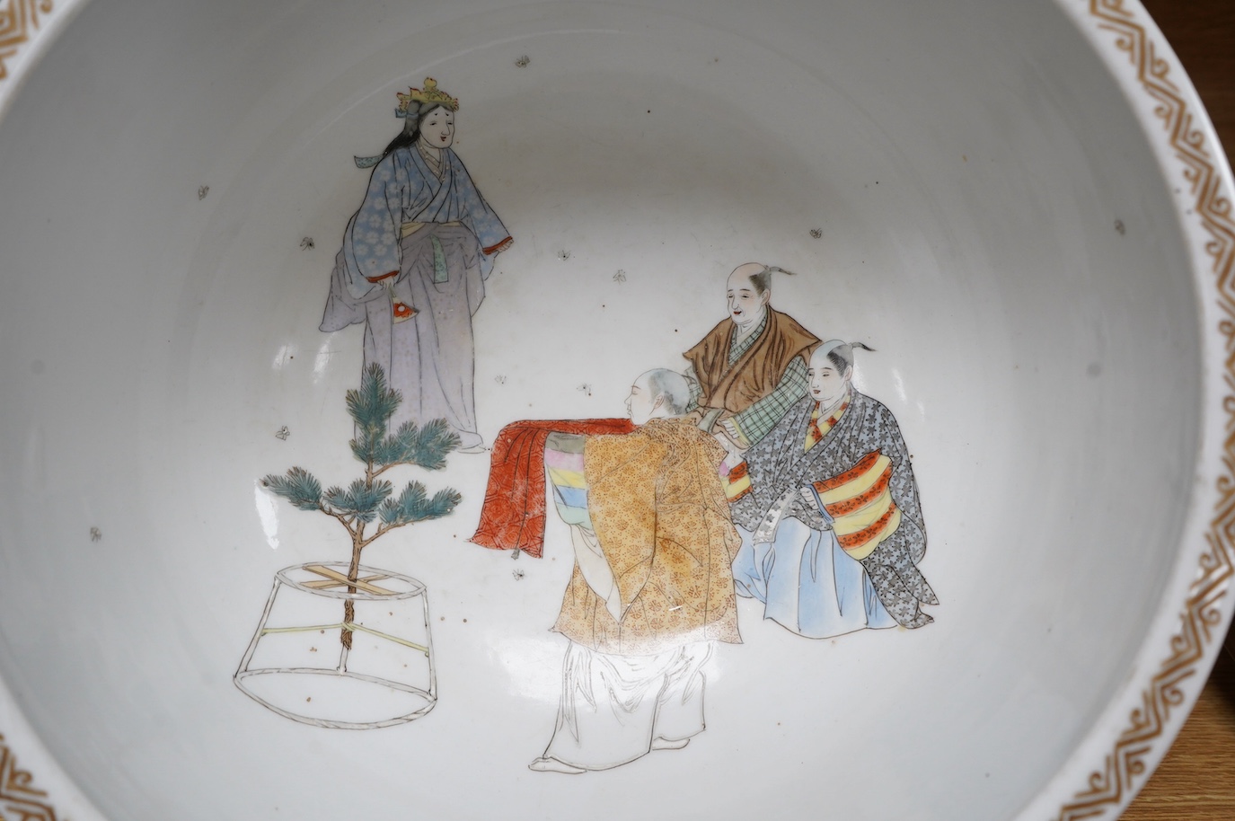 A large 19th century Japanese porcelain bowl, 31.3cm diameter. Condition - good